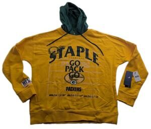 NFL Staple Green Bay Packers Go Pack Go Mens Medium Vintage Wash Pullover Hoodie